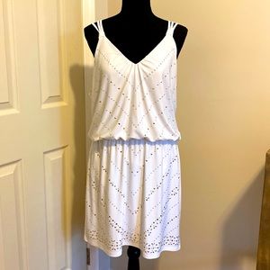 White summer dress with gold and silver studs